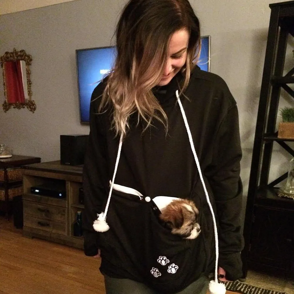 Jomago Womens Pet Carrier Thin Hoodies Kitten Puppy Pouch Shirts Animal Holder Hood Long Sleeve Sweatshirt