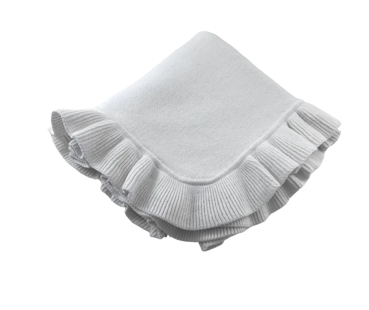 Knitted Blanket w/ Ruffle Edge