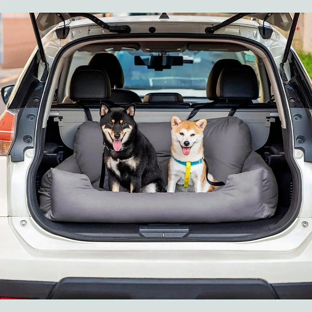 Large Dog Car Seat with Safety Belt – Washable Travel Dog Bed for Back Seat
