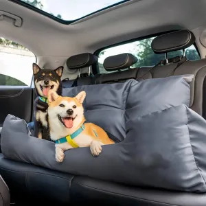 Large Dog Car Seat with Safety Belt – Washable Travel Dog Bed for Back Seat