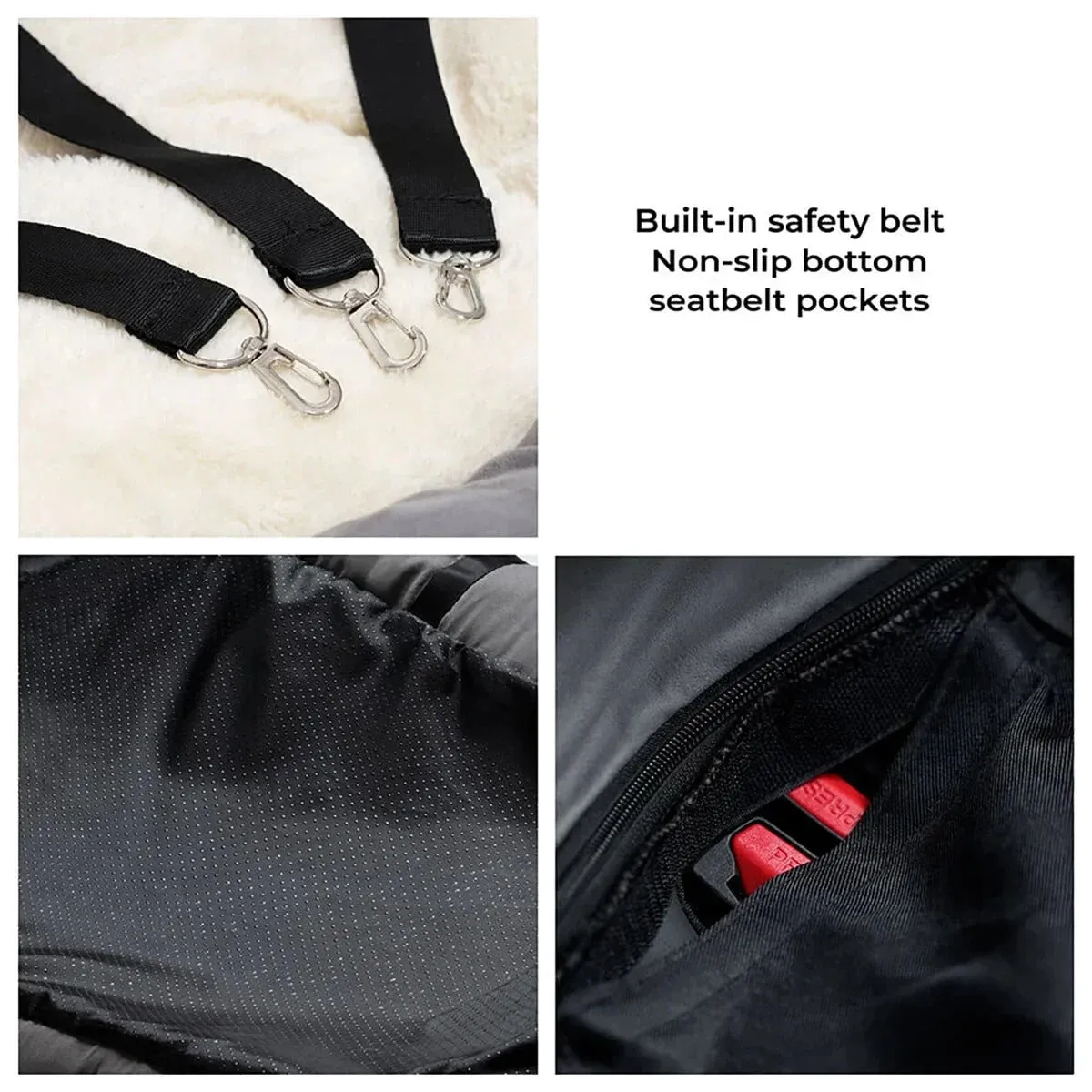 Large Dog Car Seat with Safety Belt – Washable Travel Dog Bed for Back Seat