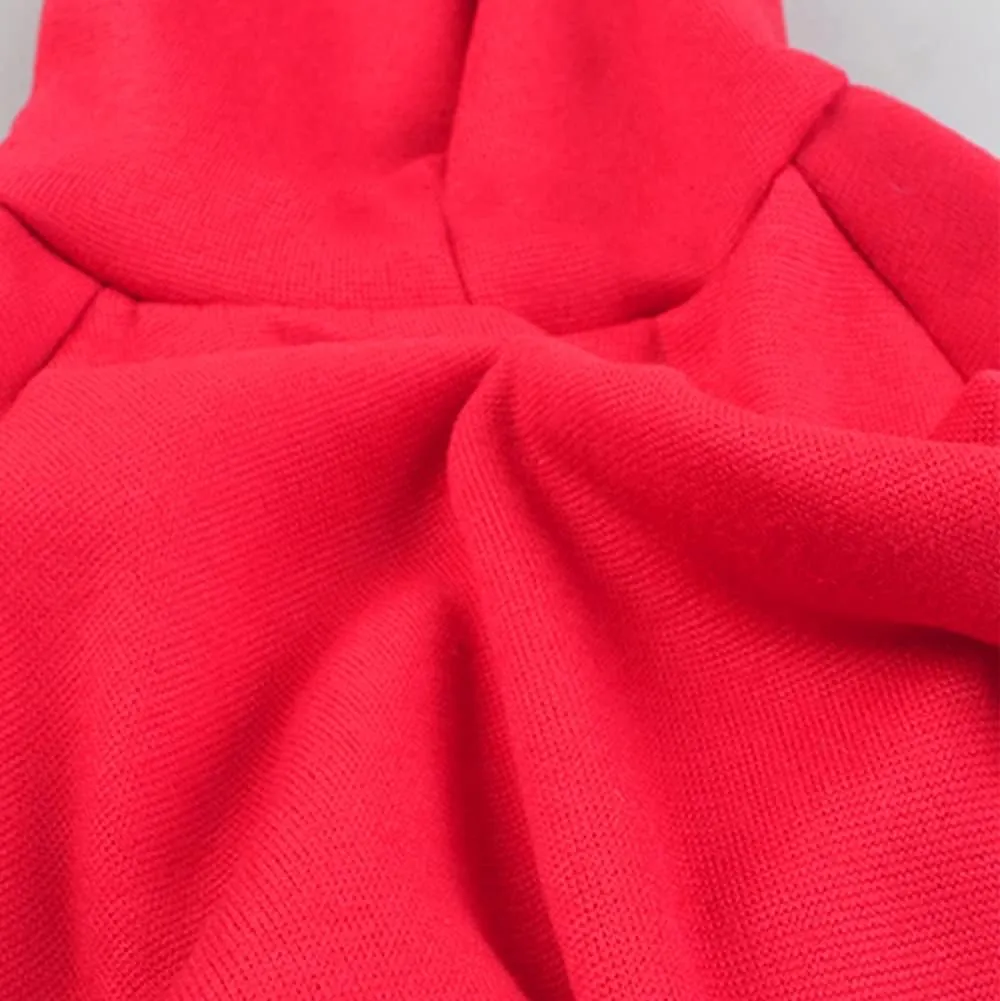 Love Me Fleece Dog Hoodie - Warm Cotton Grooming Sweater for Small, Medium & Large Dogs & Cats - Red