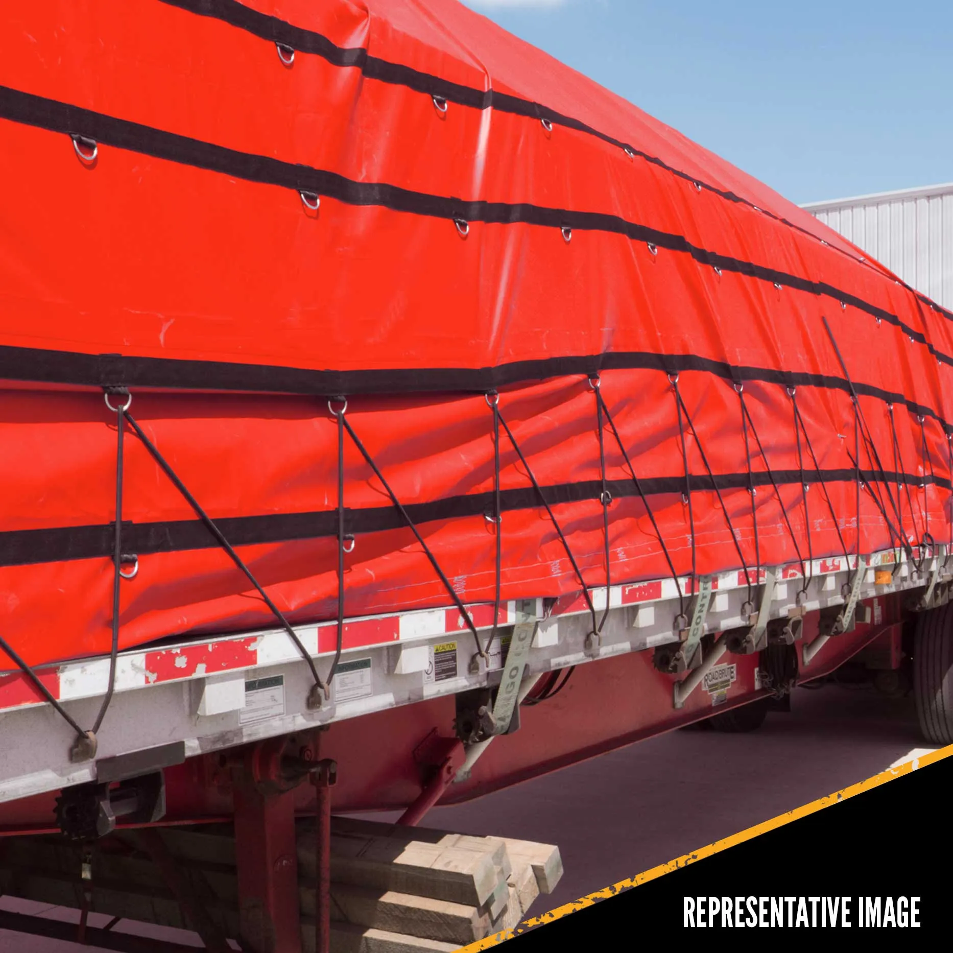 Lumber Tarp - 20' x 28' (6' Drop & Flap) - 14 oz./18 oz. Combo Red Tarp