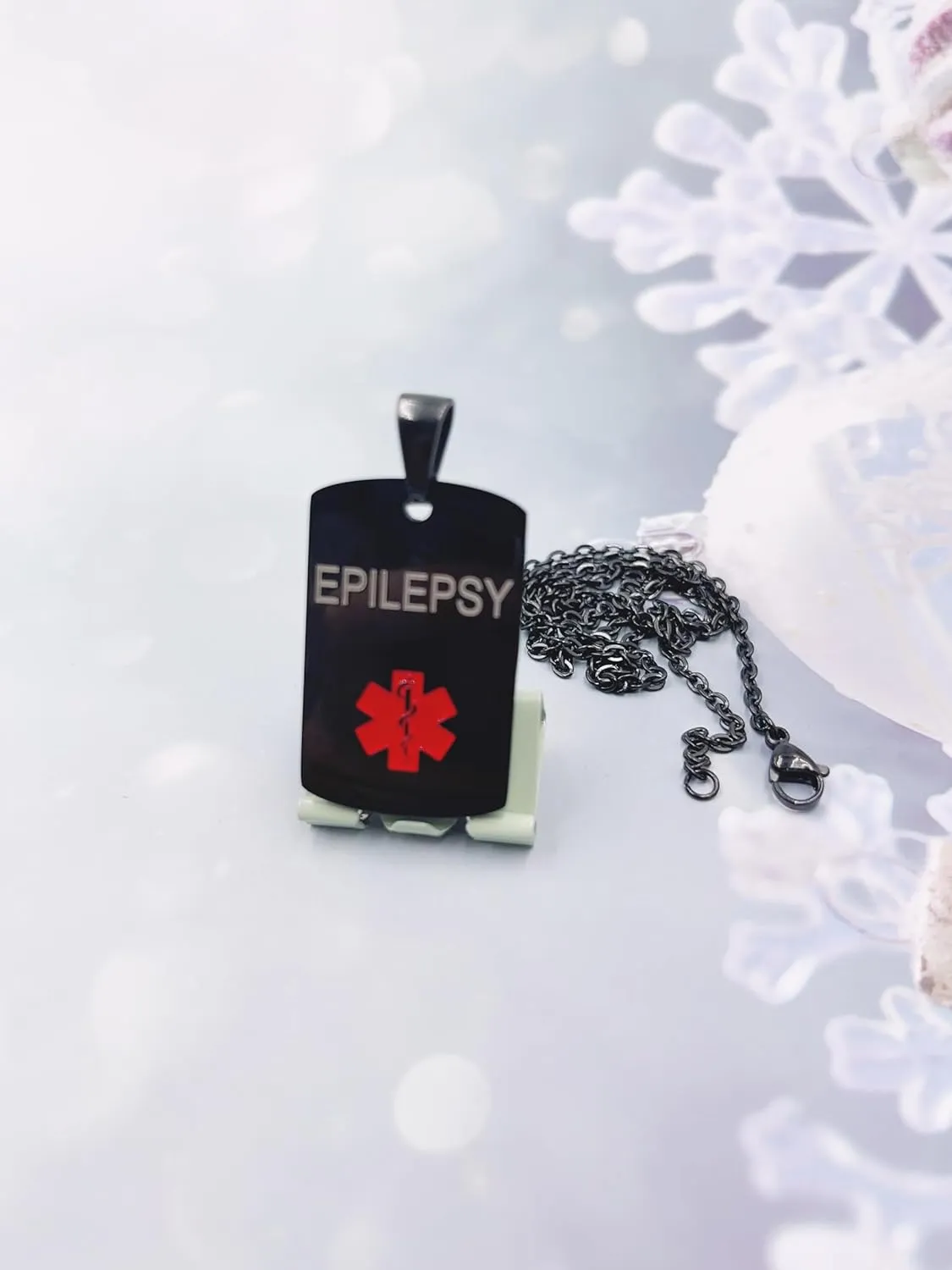 Medical Alert Necklace for Men Women Stainless Steel Engraved Medical ID Tag Emergency Alert Identification Pendant