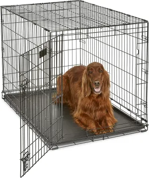 MidWest Homes for Pets Newly Enhanced Single & Double Door iCrate Dog Crate, Includes Leak-Proof Pan, Floor Protecting Feet, Divider Panel & New Patented Features