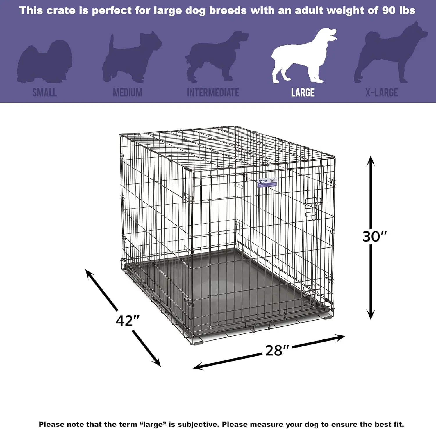 MidWest Homes for Pets Newly Enhanced Single & Double Door iCrate Dog Crate, Includes Leak-Proof Pan, Floor Protecting Feet, Divider Panel & New Patented Features