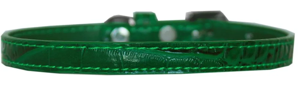 Omaha Plain Croc Dog Collar Emerald Green Size 14