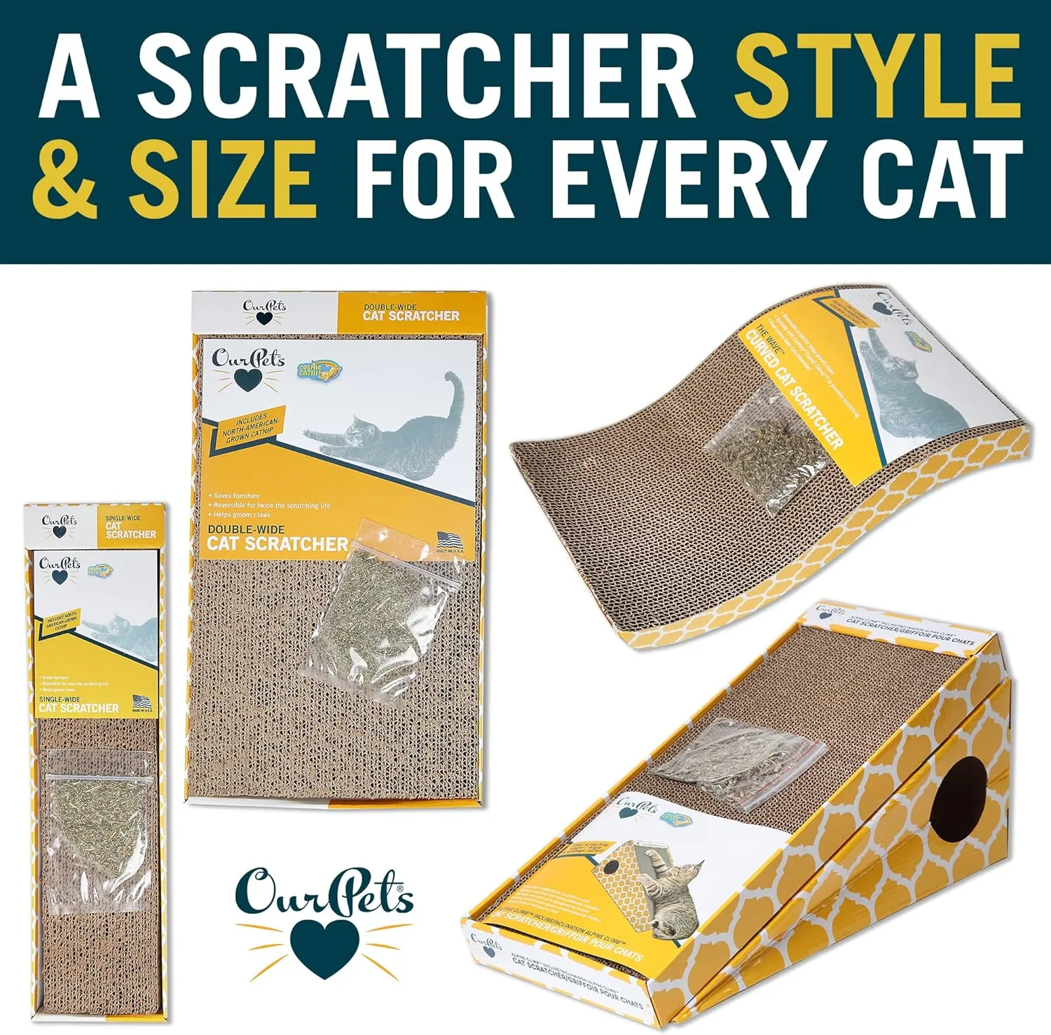 Our Pets Wave & Far-N-Wide Cat Scratcher Multipack - 2 Pack