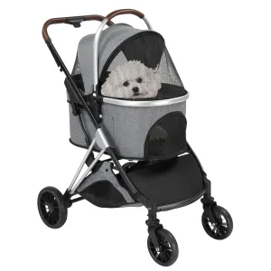 Outvita Pet Stroller, 3-in-1 Folding Dog Stroller with Detachable Carrier, Storage Basket, 4 Wheels Lightweight Travel Stroller Wagon for Small Medium Puppies Doggies Kitties