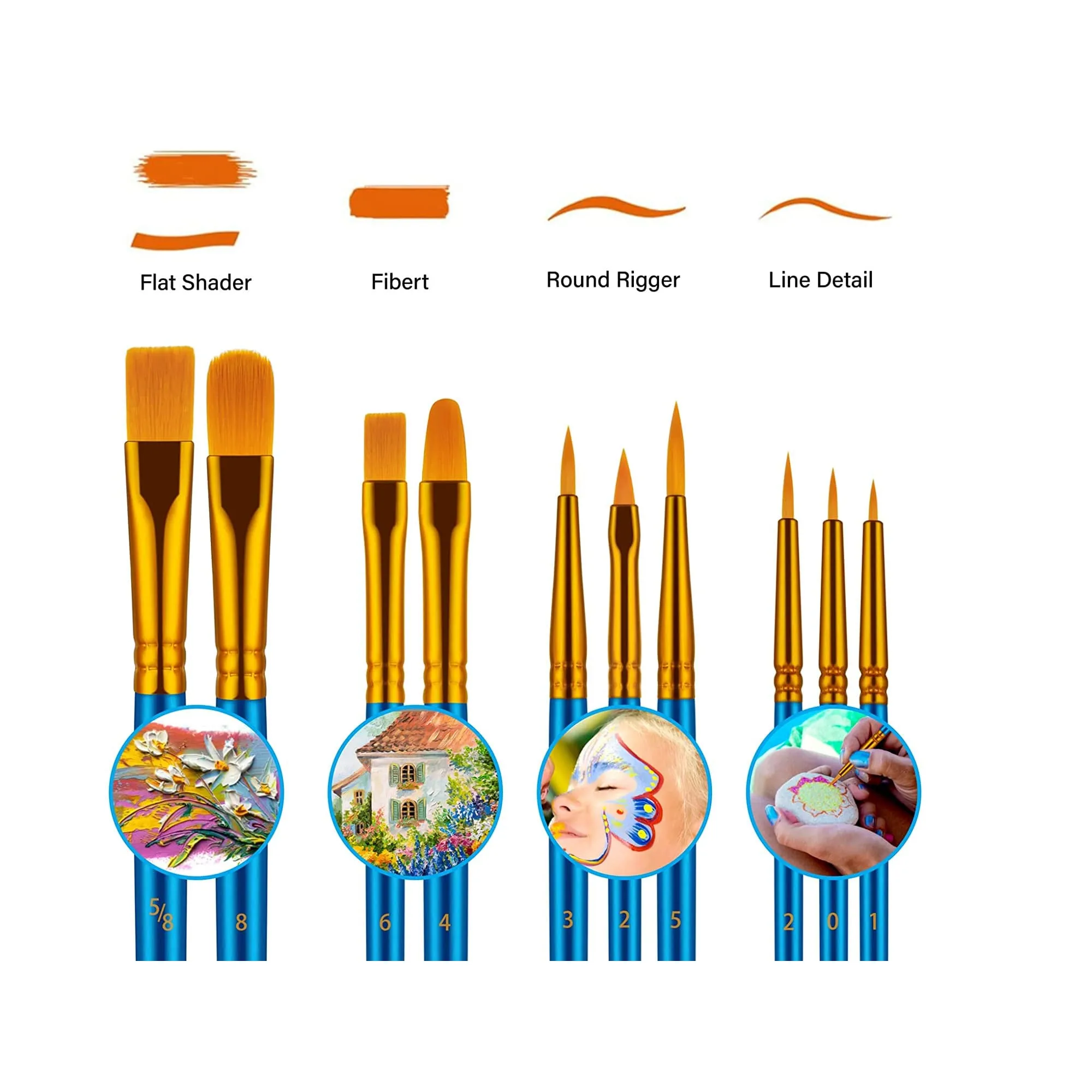 Paint Brushes Set | 20 Pcs Paint Brushes for Acrylic Painting | Oil Watercolor Acrylic Paint Brush