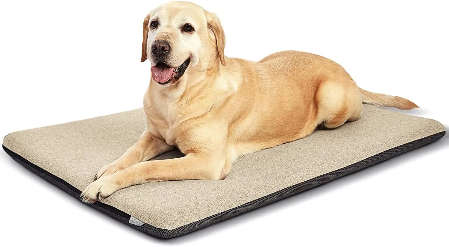 Panku Orthopedic Dog Beds for Extra Large Dogs, Dog Pad for Crate with Durable Washable Waterproof Linen Removable Cover, Cream White