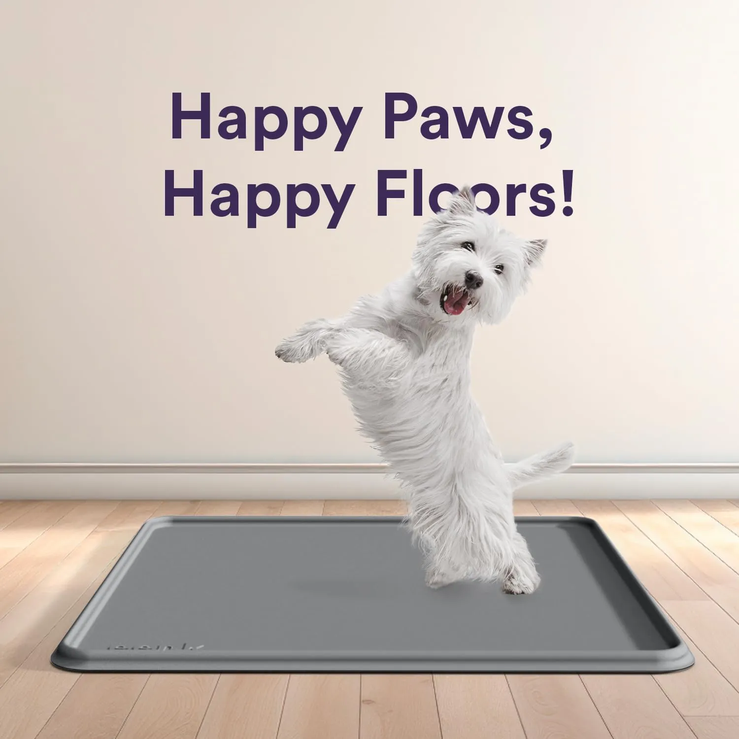Pee Pad Tray Holder for Dogs - Fits Up to 25 x 25 in. Square Potty Training Pads No Spill Raised Lip High Edge Silicone Mat, Extra Thick and Non-Slip for Indoor Floor Protection (Large, Grey) | eenk