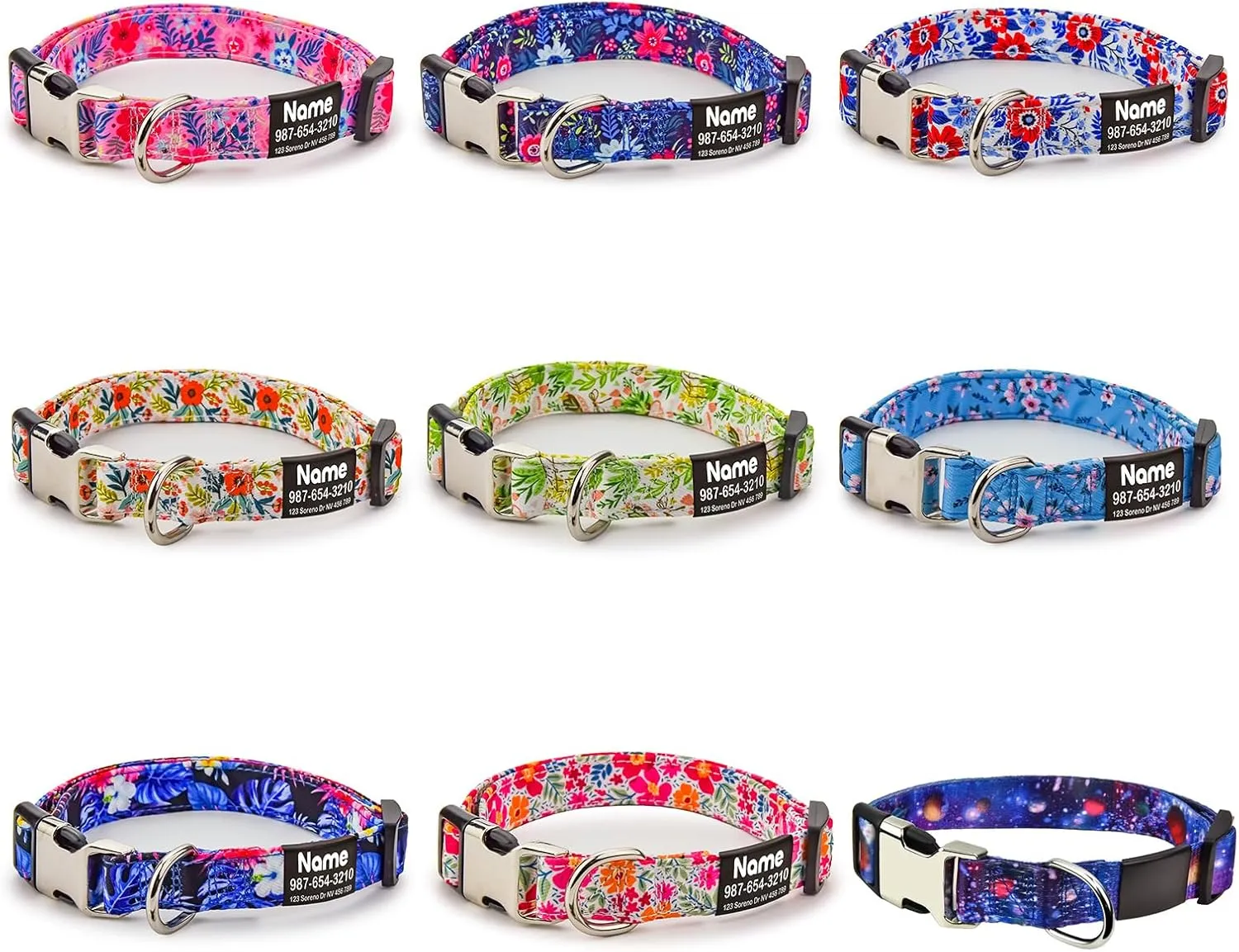 Personalized Dog Collar with Name Plate No Noise - Soft Nylon Custom Dog Collars with Slide Engraved Pet ID Tag - Heavy Duty Adjustable Buckle Dog Collar for Extra Large Dogs Male Female (X-Large)