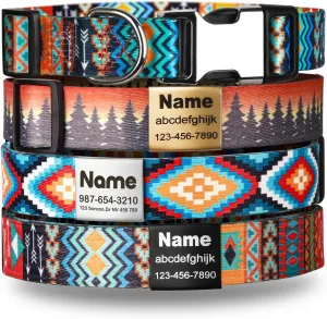 Personalized Dog Collar with Name Plate No Noise - Soft Nylon Custom Dog Collars with Slide Engraved Pet ID Tag - Heavy Duty Adjustable Buckle Dog Collar for Extra Large Dogs Male Female (X-Large)