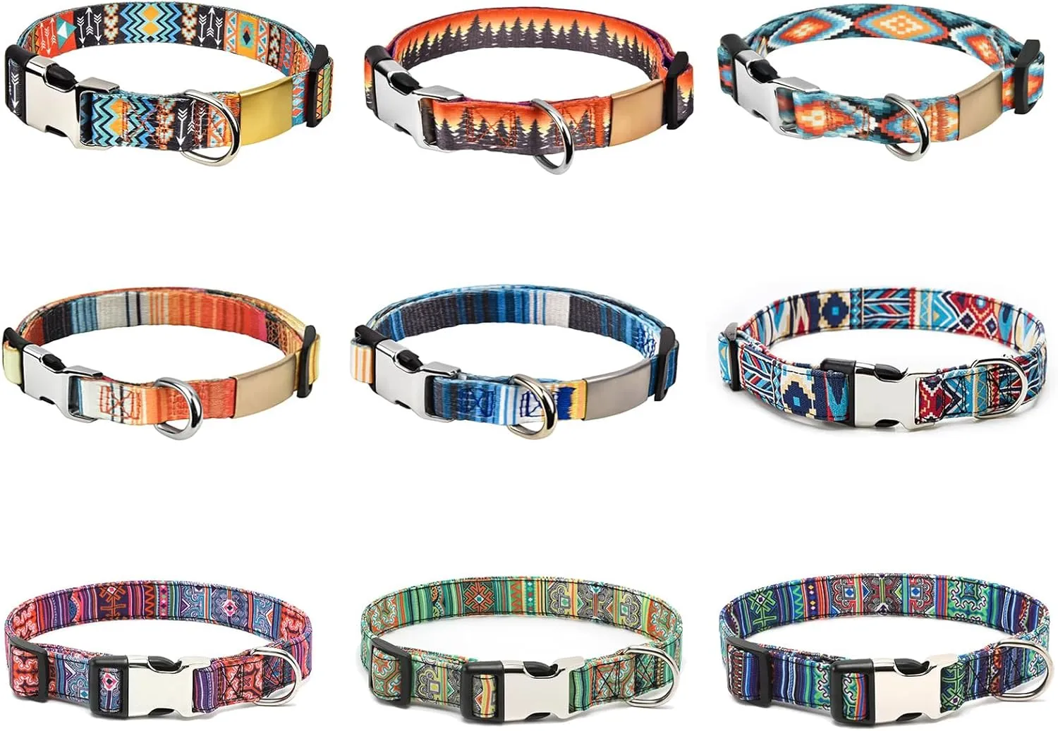 Personalized Dog Collar with Name Plate No Noise - Soft Nylon Custom Dog Collars with Slide Engraved Pet ID Tag - Heavy Duty Adjustable Buckle Dog Collar for Extra Large Dogs Male Female (X-Large)
