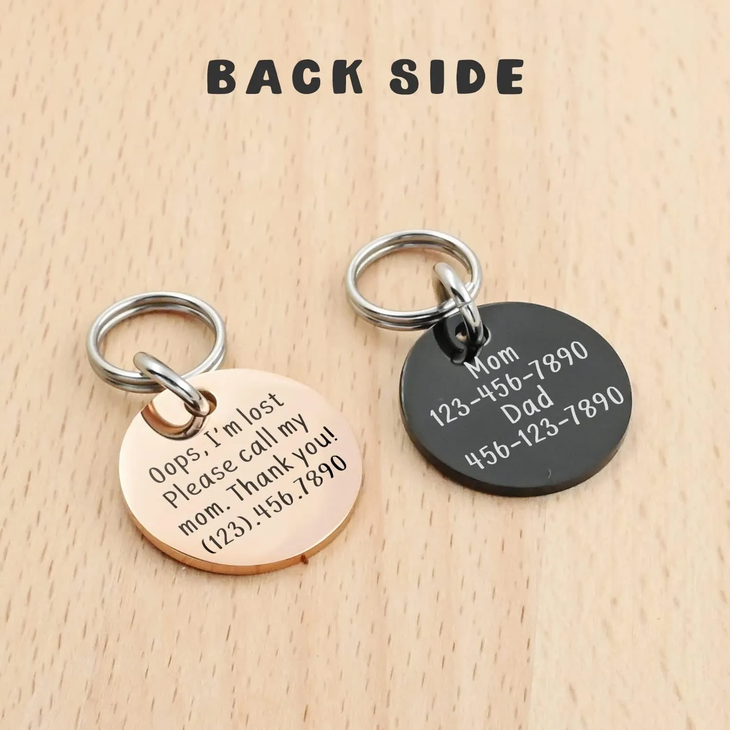 Personalized Lovely Symbols Dog Tags and Cat Tags Custom Engraved Stainless Steel Pet ID Tag (Small, Rose Gold)