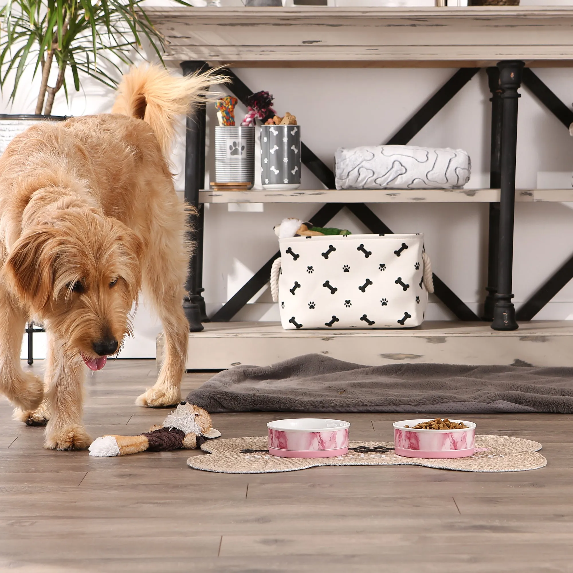 Pet Bowl Pink Marble Medium 6Dx2H Set of 2