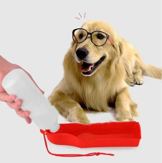 Pet Care portable Water bottle 250ML Outdoor Portable Pet Dog Water Bottles Fordable Tank Drinking Design Travelling Bowl Feeding