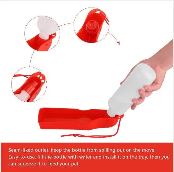 Pet Care portable Water bottle 250ML Outdoor Portable Pet Dog Water Bottles Fordable Tank Drinking Design Travelling Bowl Feeding