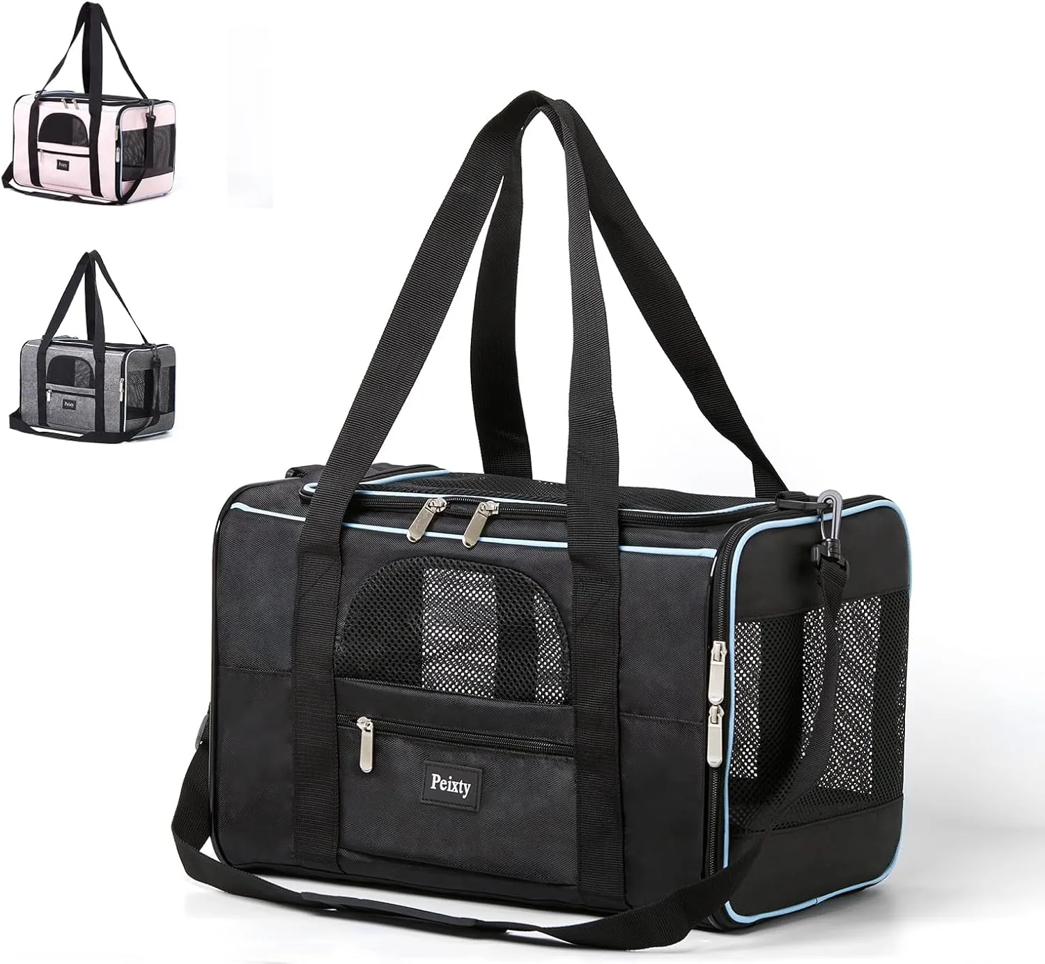 Pet Carrier for Cats,Small Dogs Under 15 Lbs(17x11x11 Inches),Delta/American/United Airline Approved Carriers, Cats Soft-Sided Carriers,Pet Travel Carrier Bag with Two Storage Pockets-Black