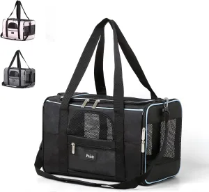 Pet Carrier for Cats,Small Dogs Under 15 Lbs(17x11x11 Inches),Delta/American/United Airline Approved Carriers, Cats Soft-Sided Carriers,Pet Travel Carrier Bag with Two Storage Pockets-Black