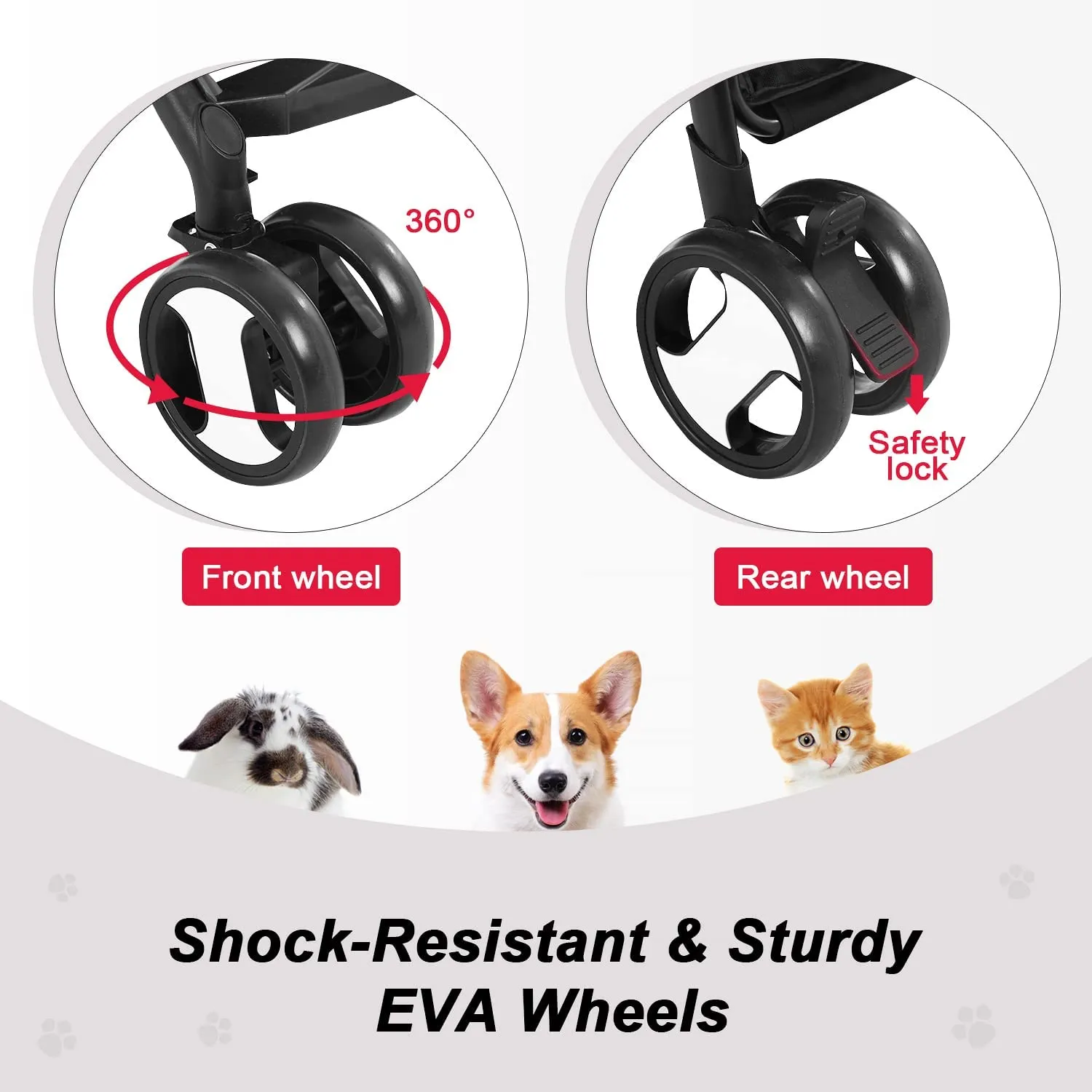 Pet Stroller Dog Strollers 3-in-1 Folding Cat Strollers for Small Dogs with Detachable Carrier, 4 Wheels Doggie Puppy Cart Lightweight for Travel, Grey
