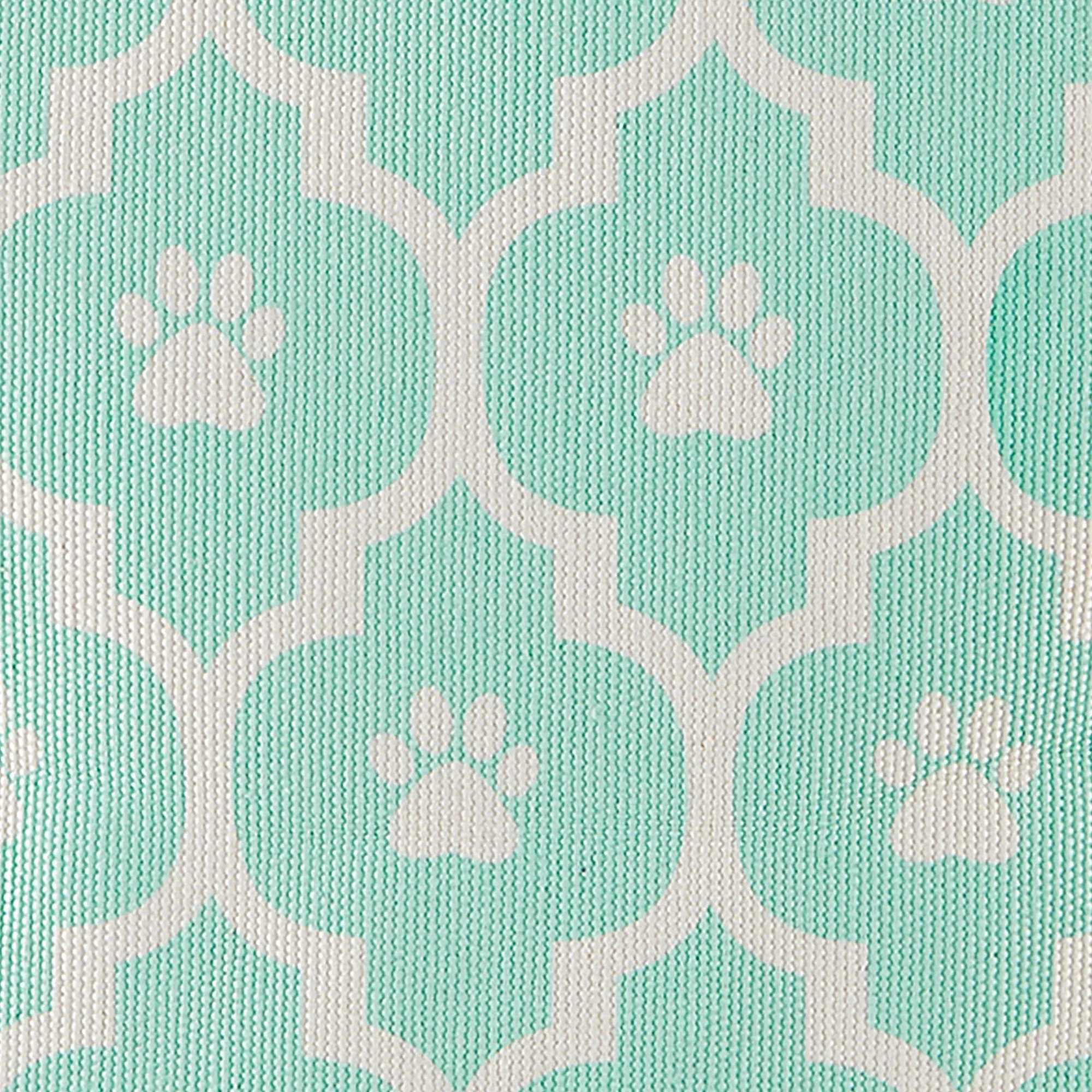 Polyester Pet Bin Lattice Paw Aqua Round Large 15X18X18