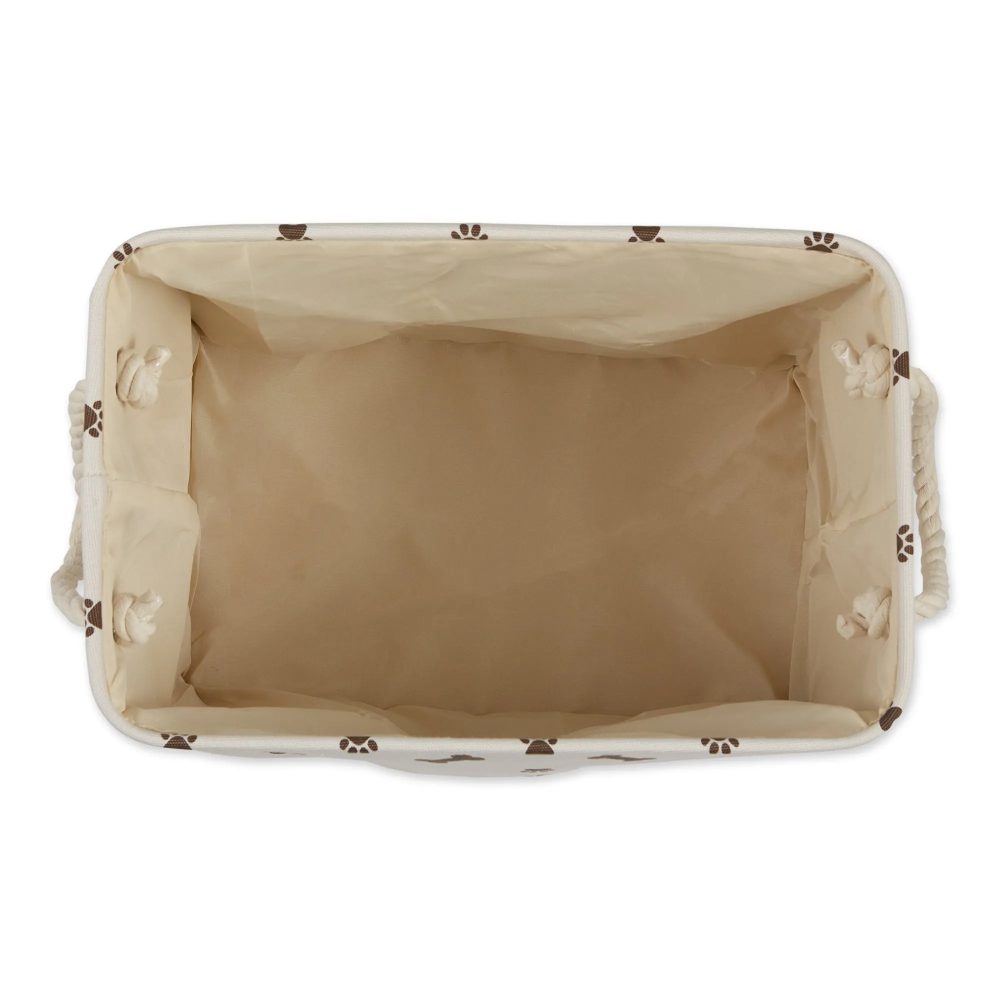 Polyester Pet Bin Paw/Bone Dark Brown Rectangle Small 14X8X9