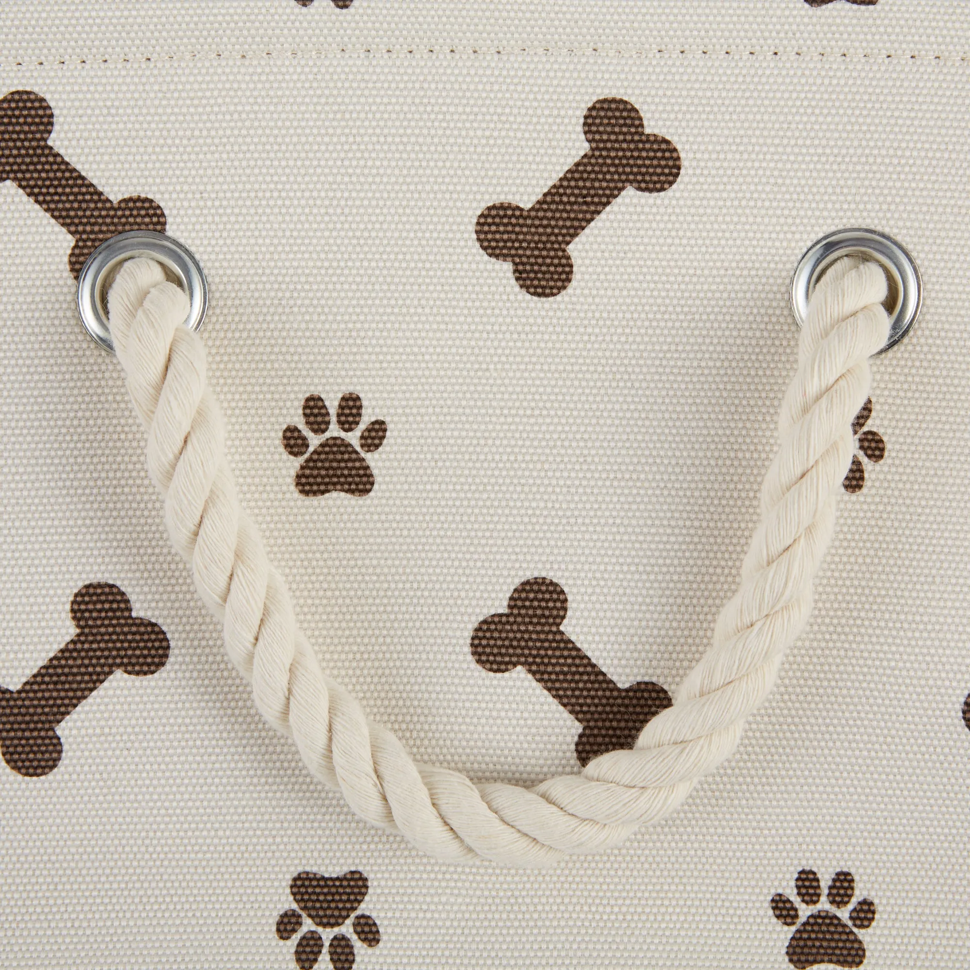 Polyester Pet Bin Paw/Bone Dark Brown Rectangle Small 14X8X9