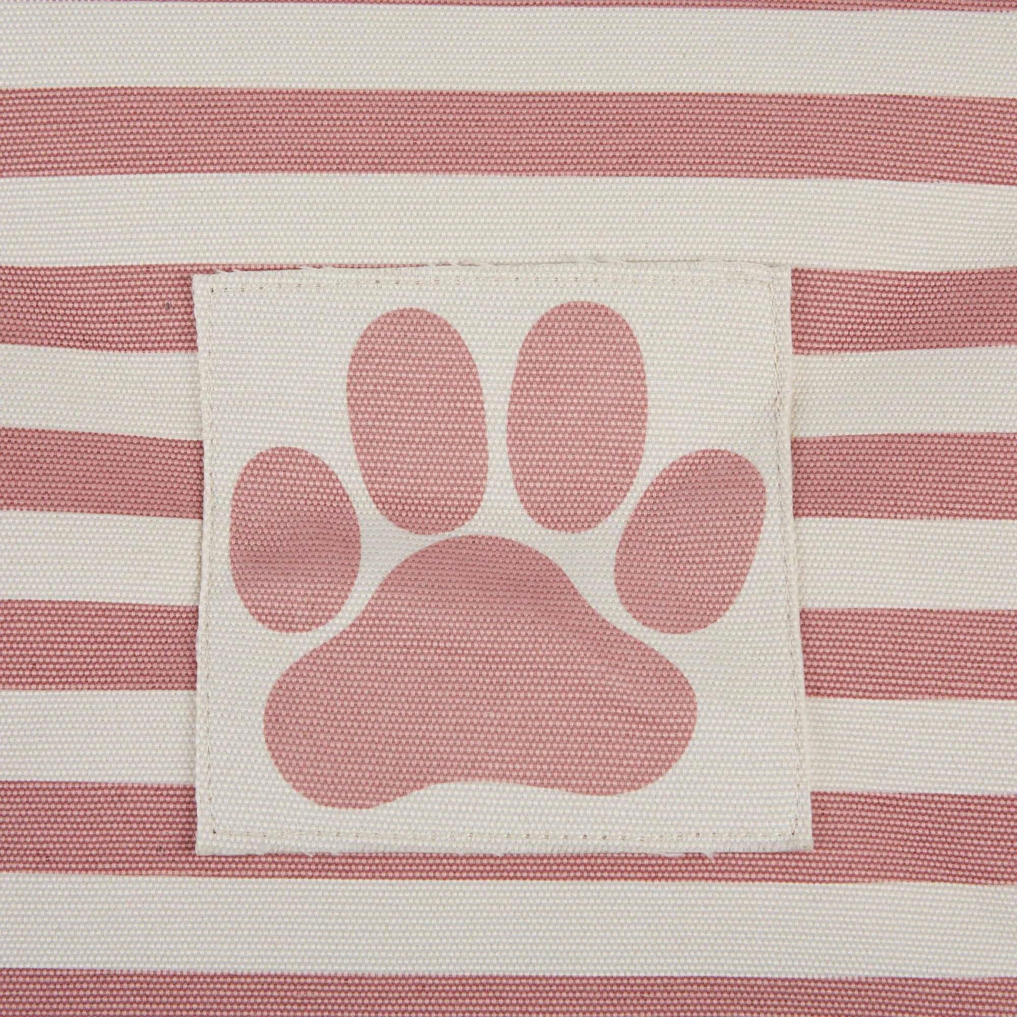 Polyester Pet Bin Stripe With Paw Patch Rose Round Medium 12X15X15