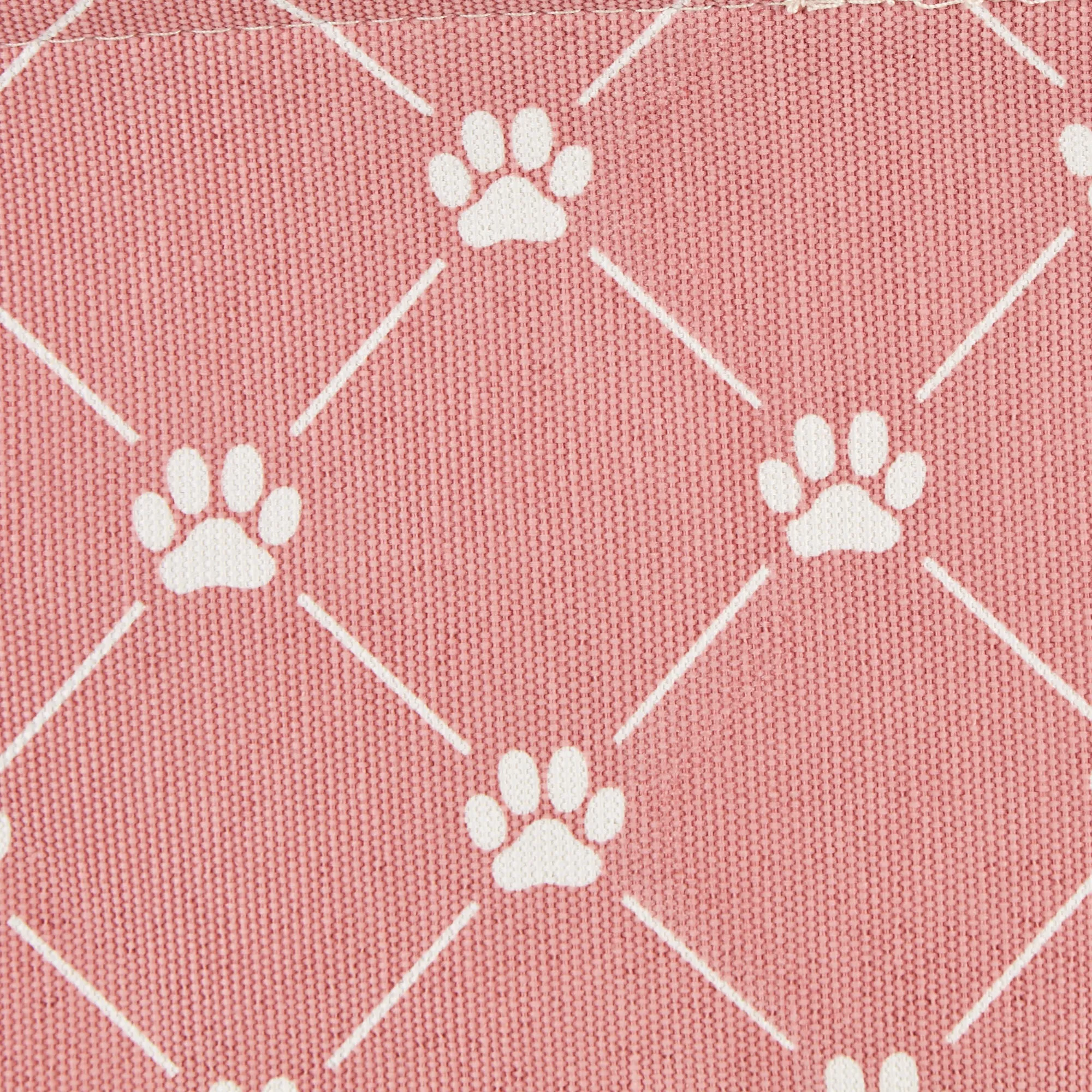 Polyester Pet Bin Trellis Paw Rose Rectangle Small 14X8X9