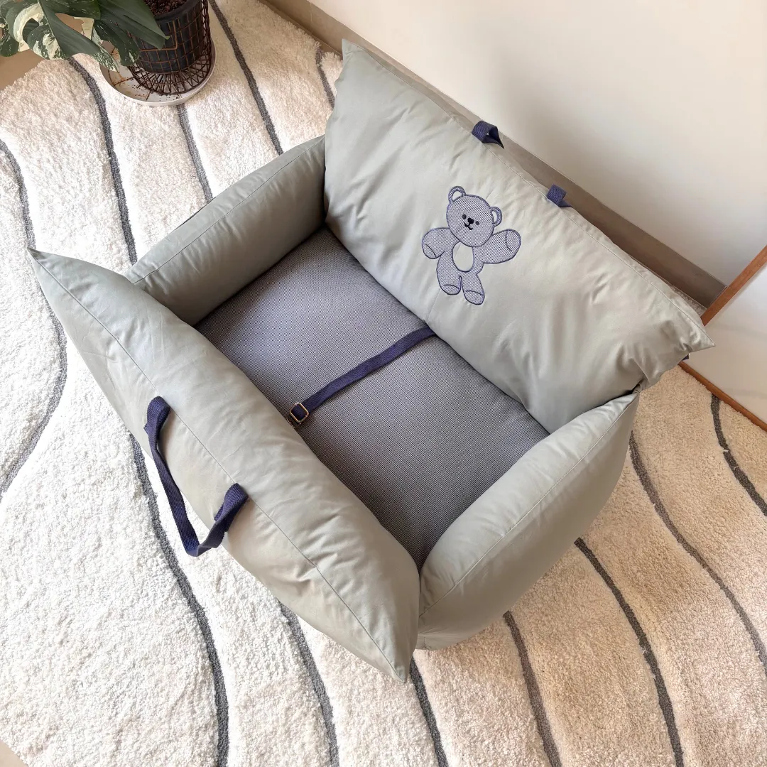 PoochMate Dog Travel Bed Large : Mint & Blue Teddy