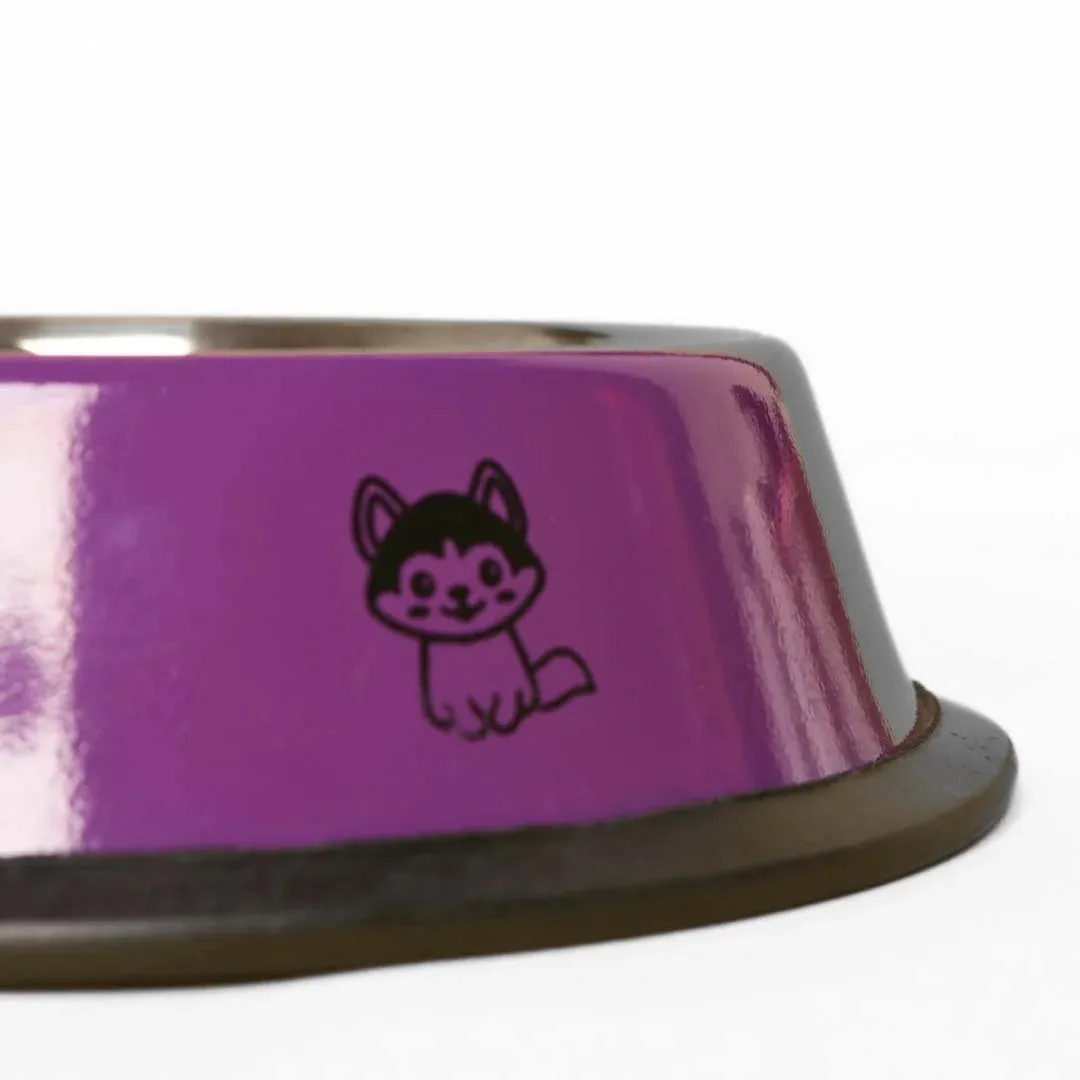Printed Stainless Steel Bowl with Anti-Skid Rubber Base for Pets