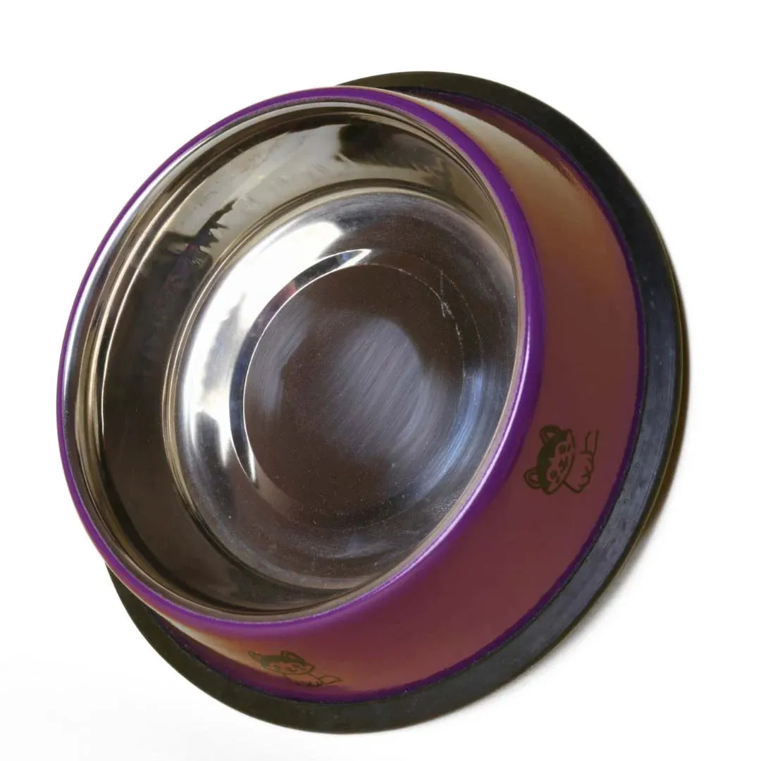 Printed Stainless Steel Bowl with Anti-Skid Rubber Base for Pets