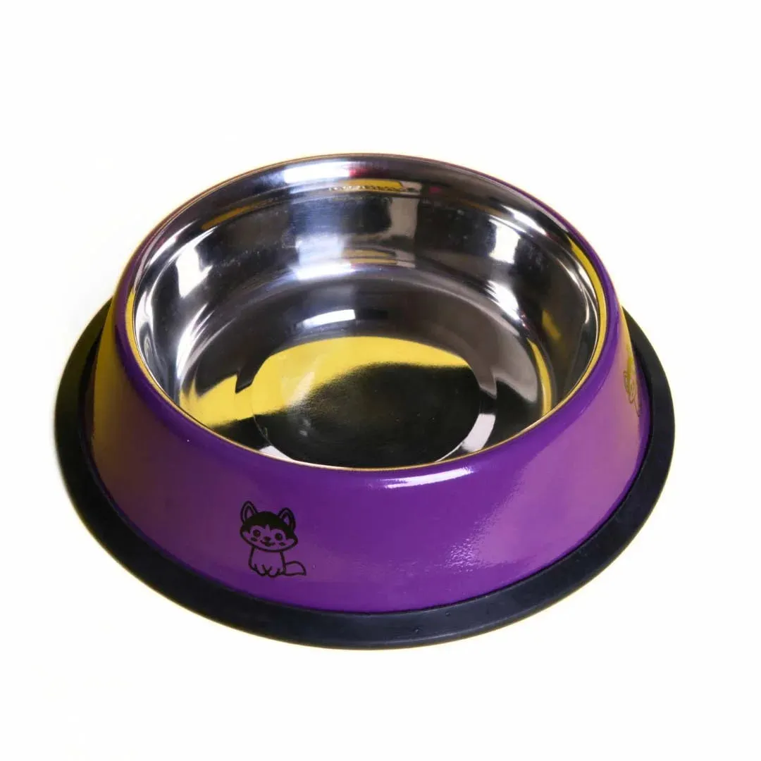 Printed Stainless Steel Bowl with Anti-Skid Rubber Base for Pets
