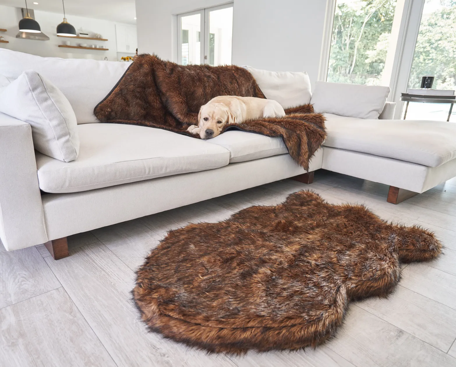 PupRug™ Orthopedic Bed   Matching Waterproof Blanket Bundle - Brown