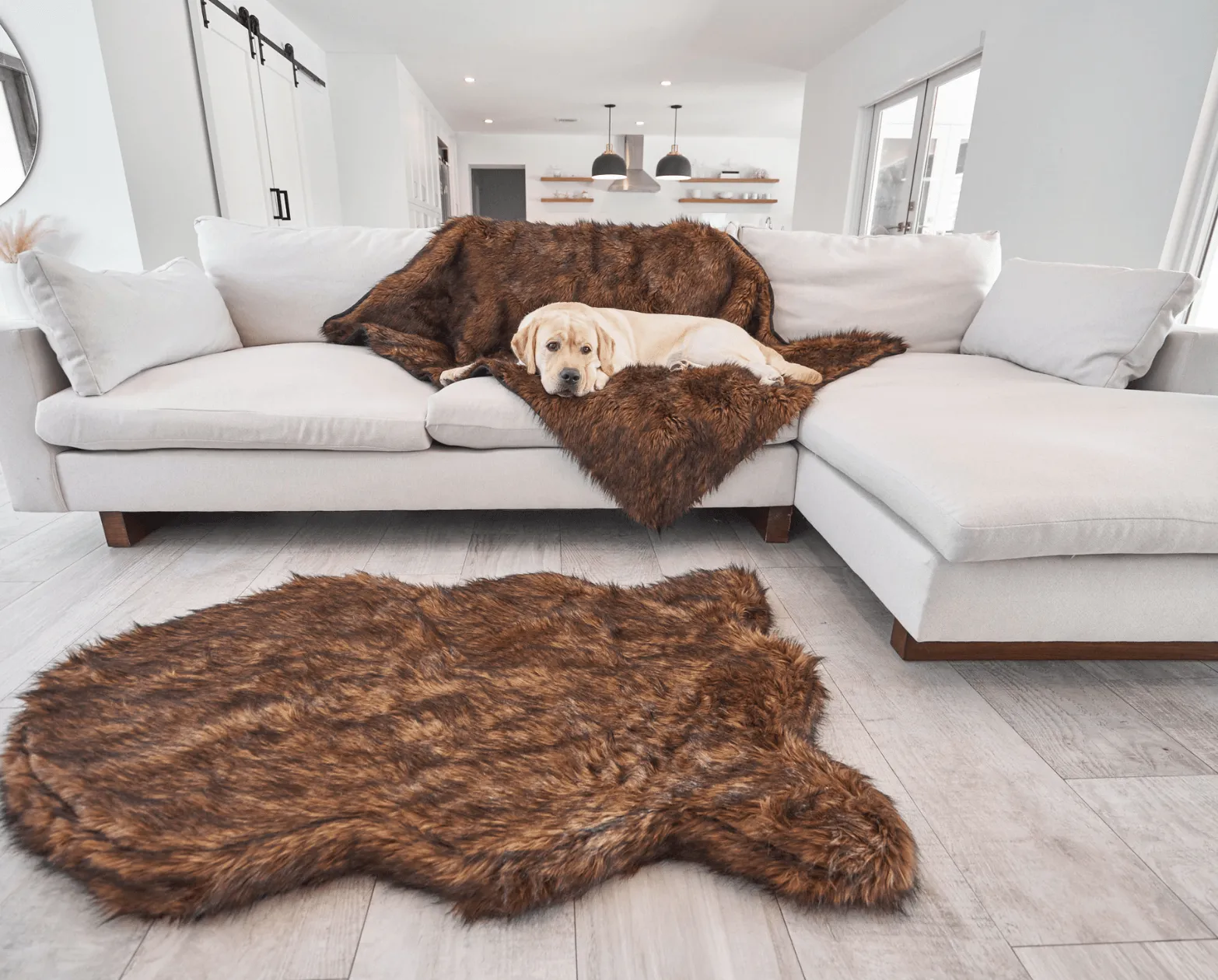 PupRug™ Orthopedic Bed   Matching Waterproof Blanket Bundle - Brown