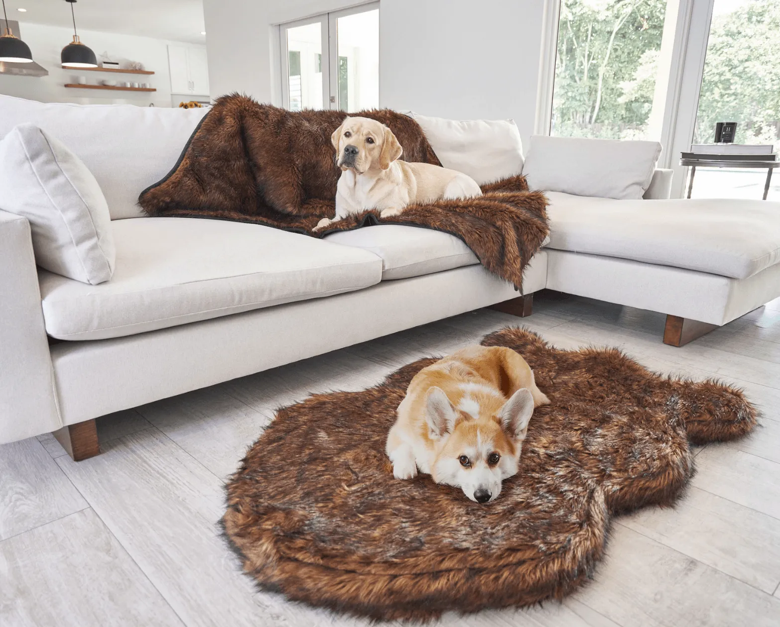 PupRug™ Orthopedic Bed   Matching Waterproof Blanket Bundle - Brown