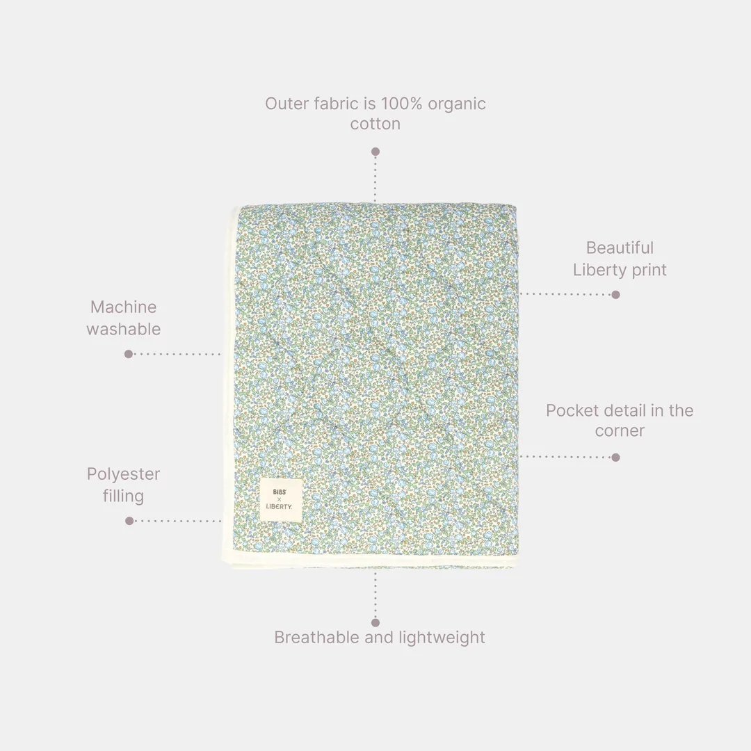 Quilted Blanket - Organic Cotton - Liberty Collection - Capel - Sage
