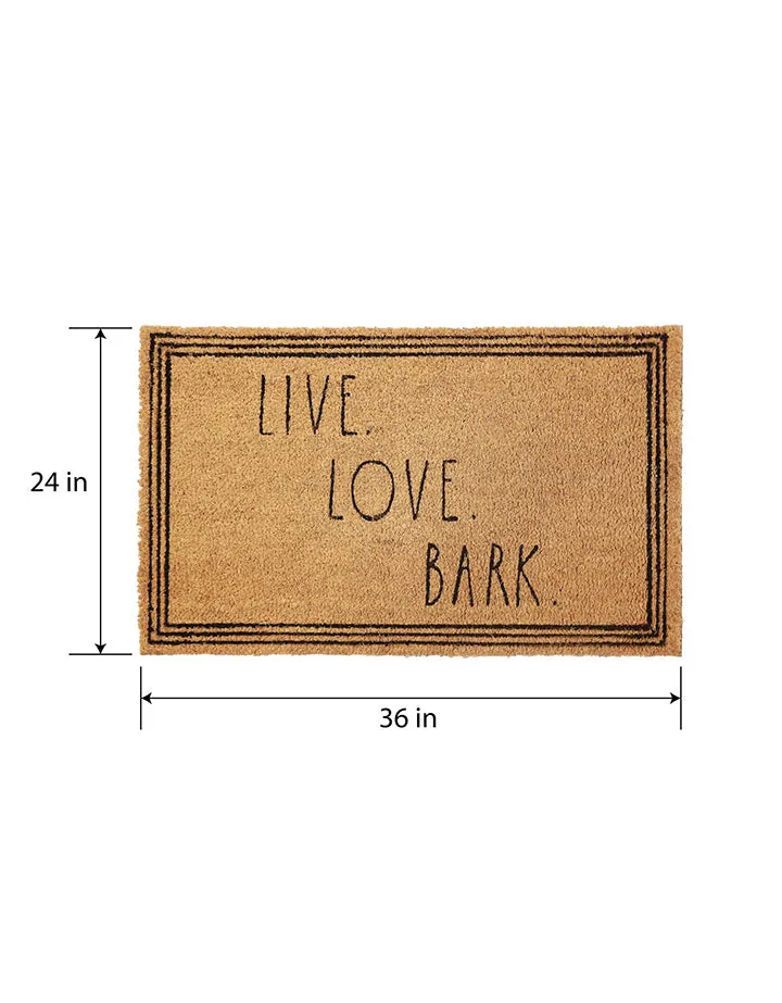 Rae Dunn “Live, Love, Bark” Light Brown Coir Doormat