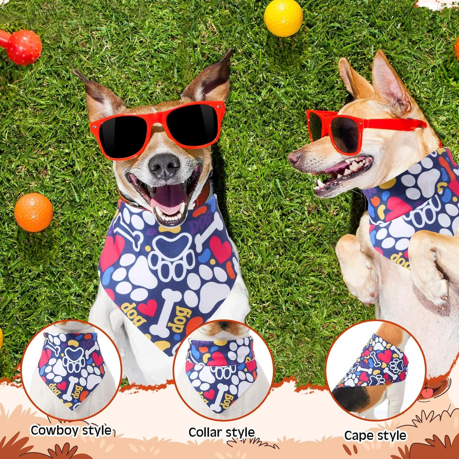 Reginary 108 Pcs Dog Bandanas and Neck Ties Set Bulk Adjustable Pet Scarfs with Bone and Paw Print for Small Dogs and Cats Summer Washable Puppy Triangle Kerchiefs for Grooming Birthday Party