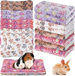 Ripeng 8 Pcs Guinea Pig Bed Mat Fleece Cat Pad Dog Crate Mat for Indoor Warm Reversible Pet Bedding for Small Animal Washable Kennel Crate Pad Cat Carrier(12.6" x 9.8",Bright Color)