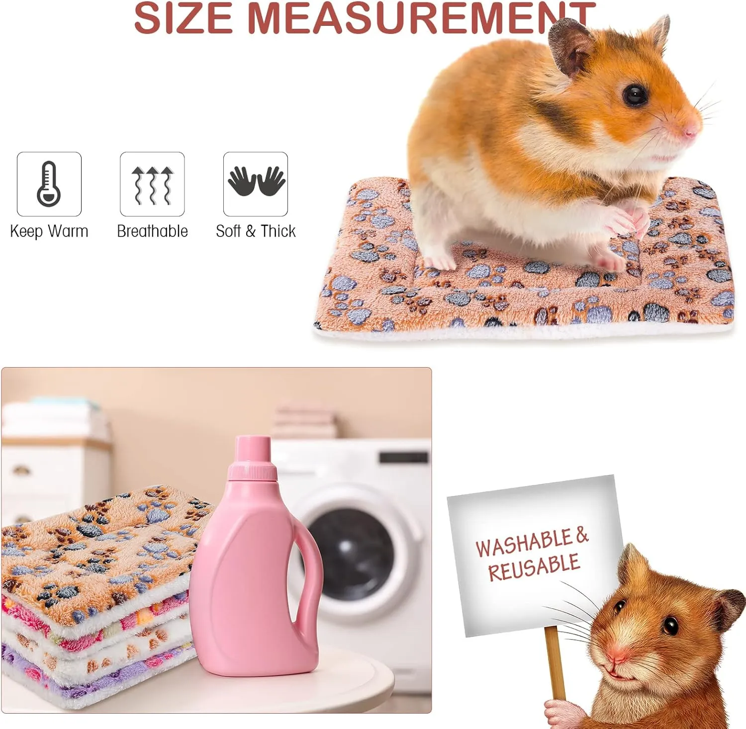 Ripeng 8 Pcs Guinea Pig Bed Mat Fleece Cat Pad Dog Crate Mat for Indoor Warm Reversible Pet Bedding for Small Animal Washable Kennel Crate Pad Cat Carrier(12.6" x 9.8",Bright Color)