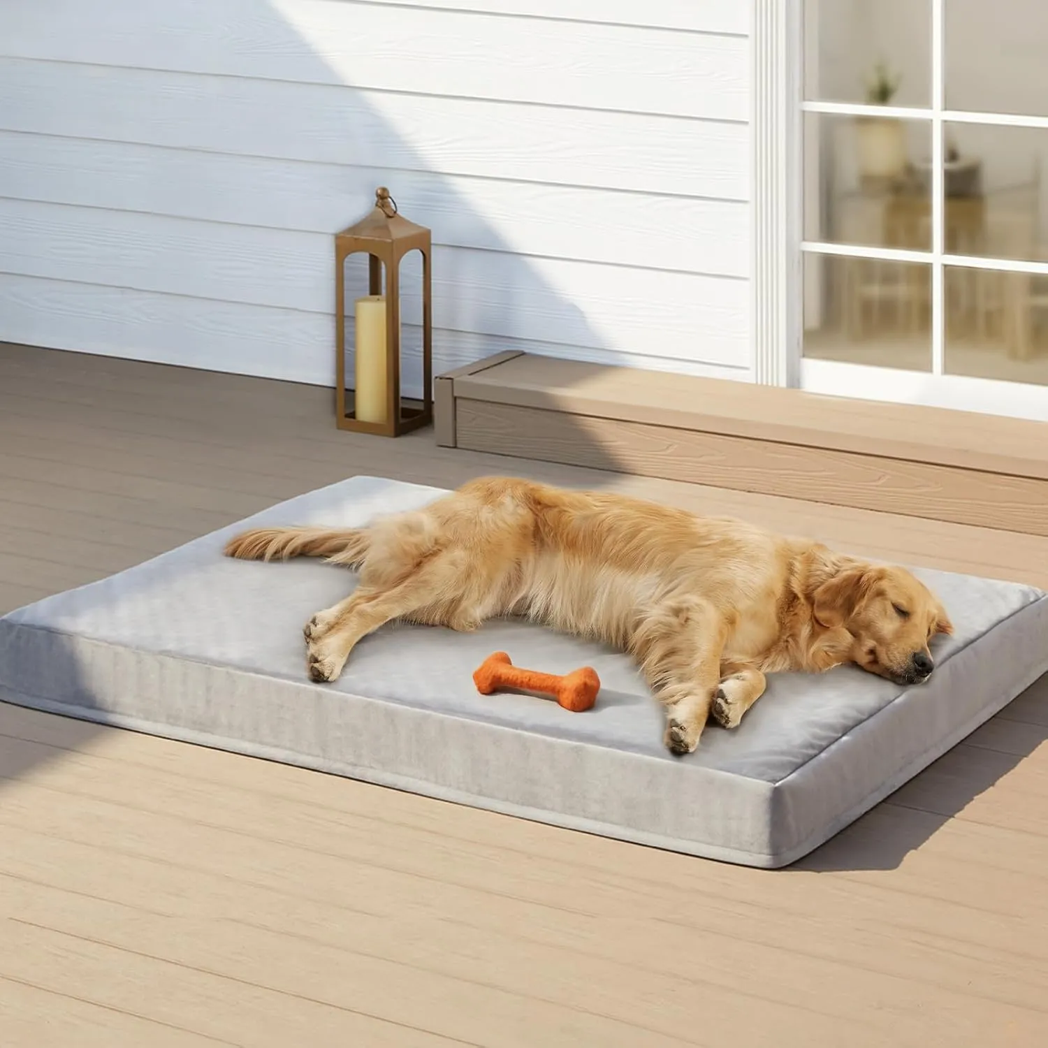 RRPETHOME Indestructible Dog Beds for Large Dogs, Chew Proof Dogs Bed with Orthopedic Egg Foam, Outdoor Waterproof Pet Bed Mat with Washable Cover for Crate Pad and Cages,Extra Large