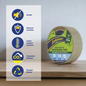 Sellotape Recycled PET Packaging Tape Low Noise 48mm x 50m