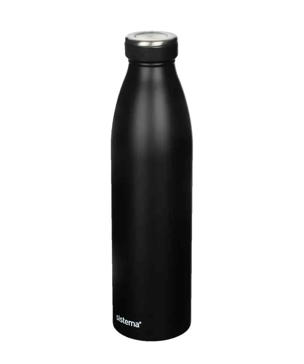 Sistema Stainless Steel Water Bottle Black 750ML