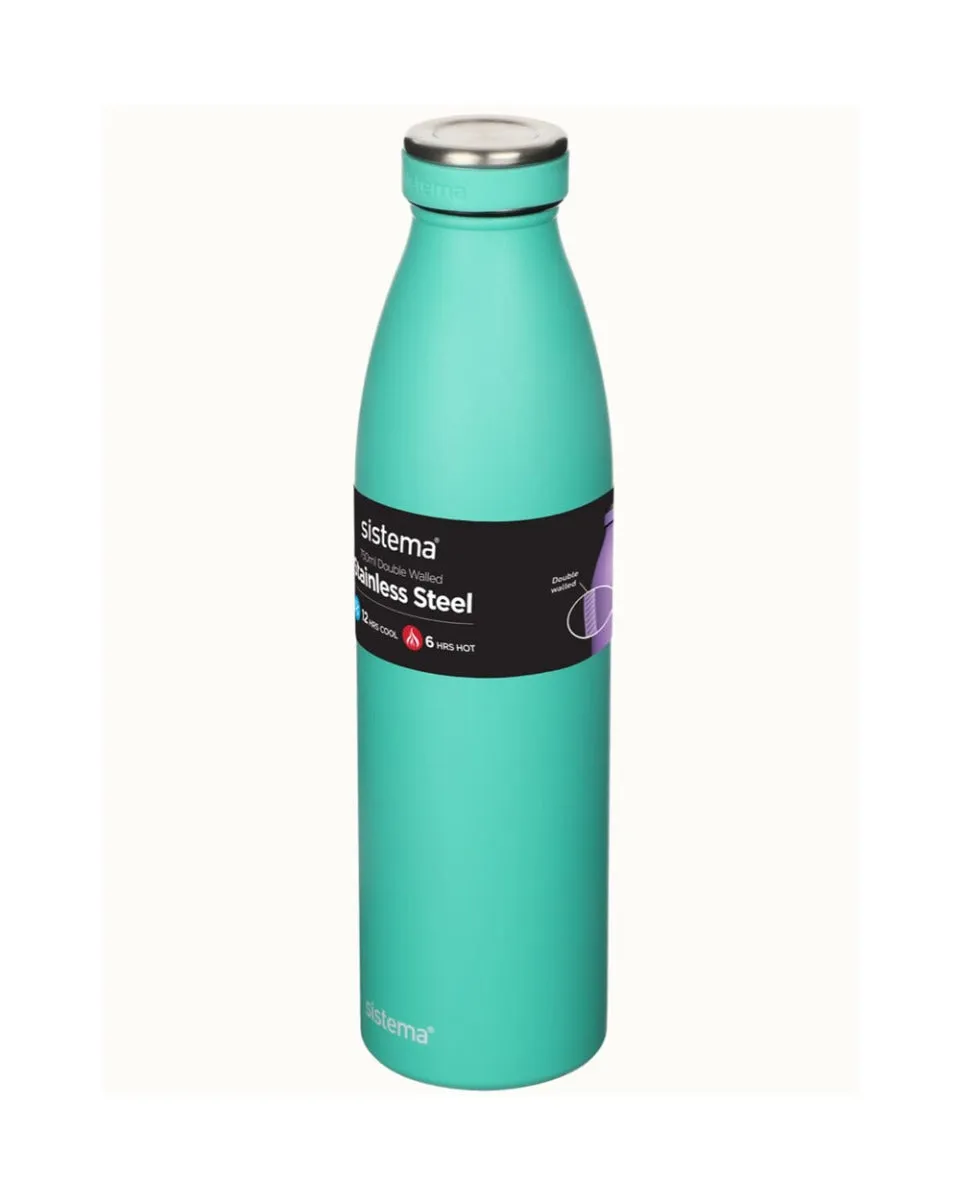 Sistema Stainless Steel Water Bottle Teal 750ML