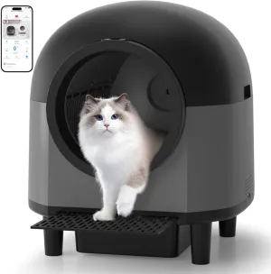 Smart Cat Litter Box Self Cleaning with Stairs,100L Automatic Litter Box Can be Used for 14 Days,10 Safety Sensor Radars/Advanced Odor Control/APP-WiFi-Control (Black)