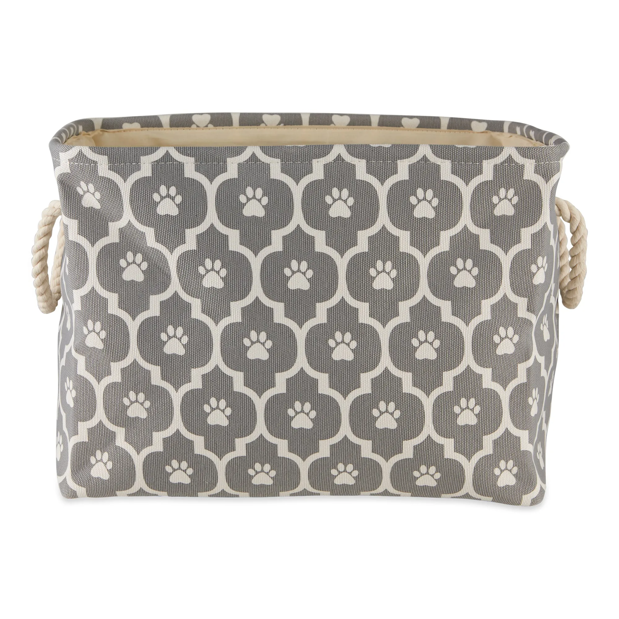 Storage Bin, Lattice Paw Print, Gray, Small - 14x8x9"