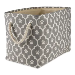Storage Bin, Lattice Paw Print, Gray, Small - 14x8x9"